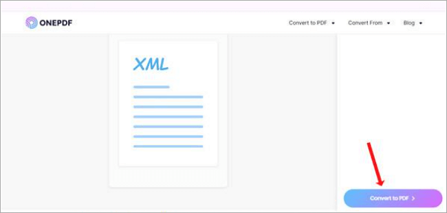convert xml to pdf on onepdf