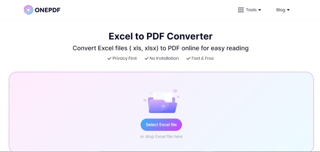 onepdf excel to pdf converter