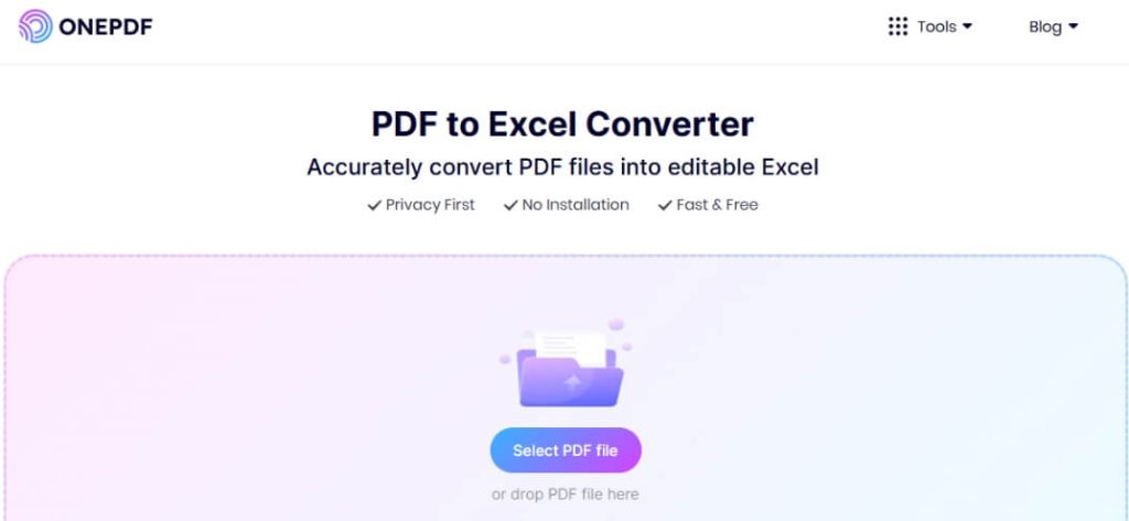 onepdf pdf to excel converter