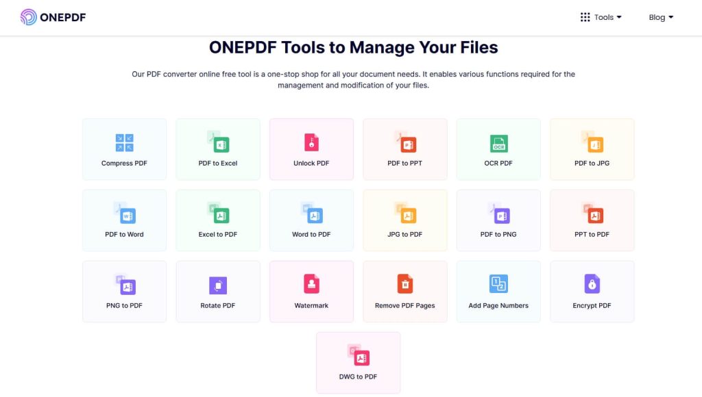 onepdf all  conversion tools