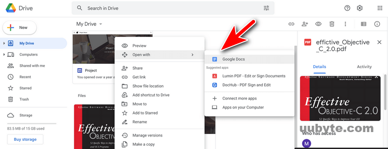 use google docs to change pdf to word on mac