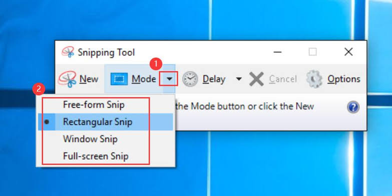 choose snipping tool mode