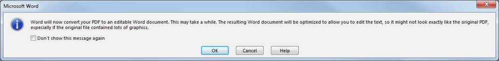 PDF will be converted to an editable Word