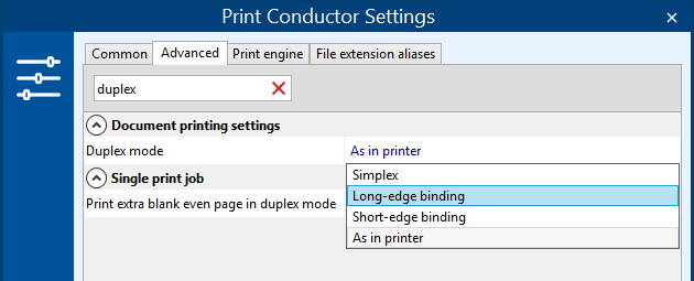 Print Conductor setting