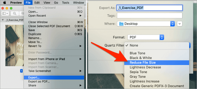 reduce pdf size using preview