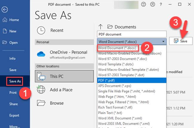 save as word document